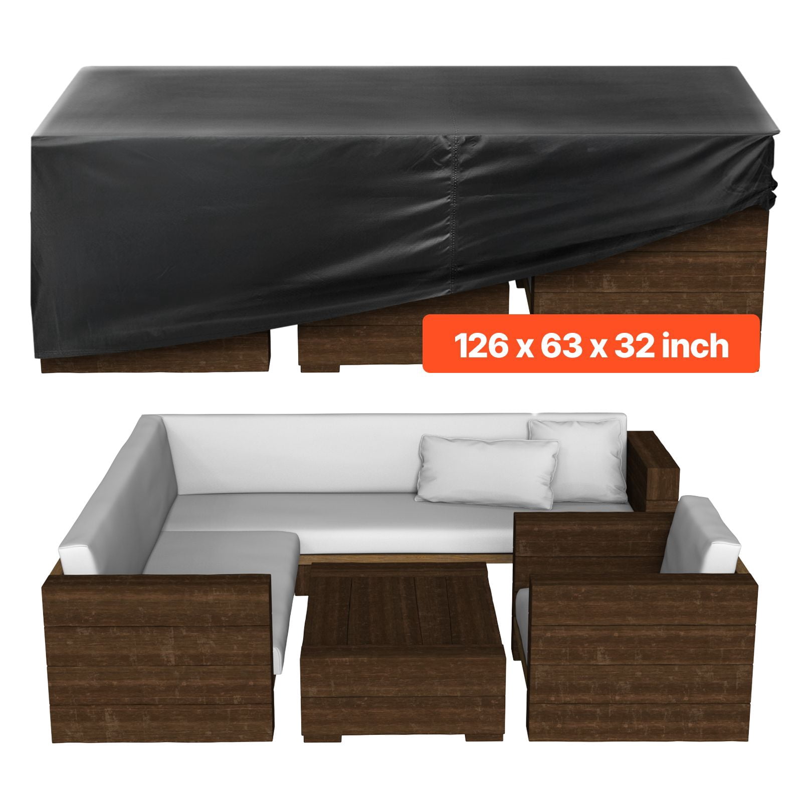 Dranite 110"x84" Patio Sofa Cover, 420D Waterproof Outdoor Furniture Protector for Table & Chairs