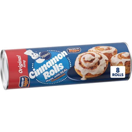 Pillsbury Cinnamon Rolls with Original Icing, Canned Pastry Dough, 8 Rolls, 12.4 oz