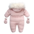 thumbnail image 4 of GYRATEDREAM Baby Infant Baby Winter Snowsuit Coat Romper Hooded Double Zipper Fluffy Collar Warm Jumpsuit for Boys Girls 6-24 Months, 4 of 18