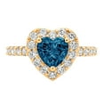 thumbnail image 4 of 2.03 ct Heart Cut Natural London Blue Topaz with Simulated Diamond Halo Accents 14K Yellow Gold Womens Engagement Ring, 4 of 5