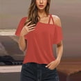 thumbnail image 2 of Wlynlyn Going out Tops for Women 1 Cold Shoulder Solid Color Short Sleeve Shirts Loose Fitted Tunic Shirts L, 2 of 5