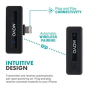 Movo Photo Wireless-Mini-DI-DUO Ultra-Compact Microphone System with 2x Omnidirectional Lavalier Mic for Apple iPhone