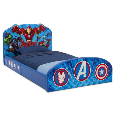 Marvel Avengers Upholstered Twin Bed by Delta Children Blue