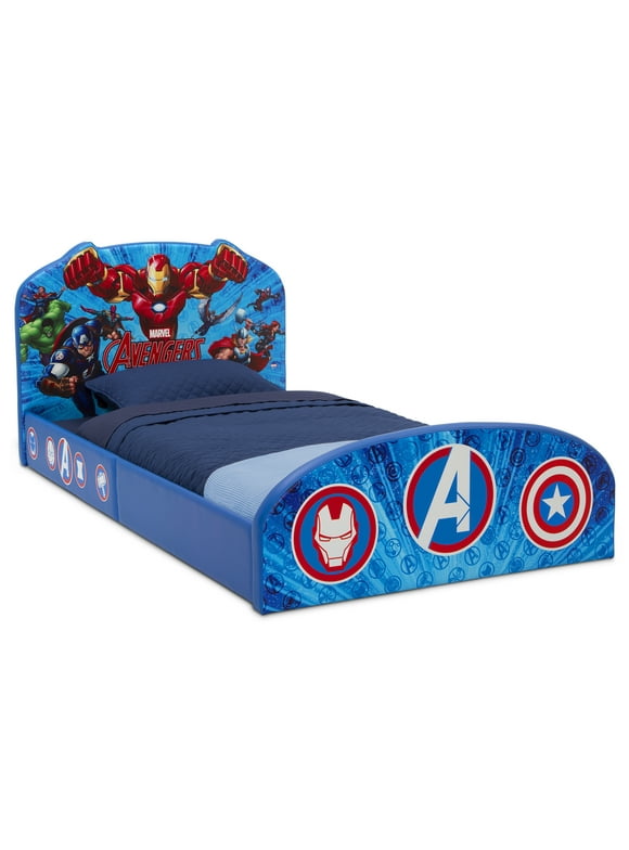 Marvel Avengers Upholstered Twin Bed by Delta Children, Blue