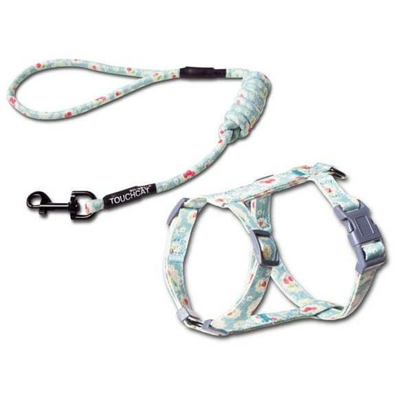 Touchcat CTHA1BLMD Radi-Claw Durable Cable Cat Harness & Leash Combo - Sky Blue - Medium