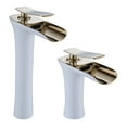 thumbnail image 2 of Tall Basin Faucet White and Gold Bathroom Faucet Brass Bathroom Sink Faucet Mixer Tap Hot Cold Gold Sink faucet, 2 of 7