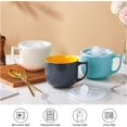 thumbnail image 3 of Ceramic Soup Bowl with Handle 32oz – Microwave Ramen Bowl with Lid, Soup Mugs & Cups for Cereal, Oatmeal, Ramen, Instant Noodle, Soup Container with Lid - Set of 2 (White), 3 of 9