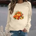 thumbnail image 2 of Pisexur Chandail en Molleton d'Automne Halloween pour Femmes Manches Longues Col Rond Chandails en Molleton Mode Décontracté Surdimensionné Citrouille Graphique Chandails en Molleton Chandail Tops Grande Taille Chandail en Molleton P-3TG, 2 of 4
