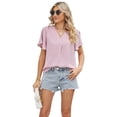 thumbnail image 2 of Tbopshirt Womens Tops,Women's Casual Fashion Summer T-Shirt Cutout Tunic Ruffle Sleeve Top Blouse, 2 of 5