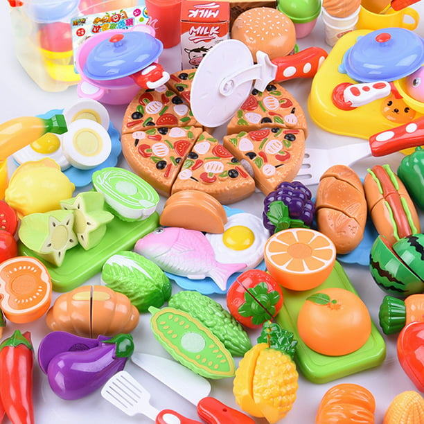 Kids Play Food Set Plastic Kitchen Pretend Play Cutting Toy Educational Learning Toys Gift for