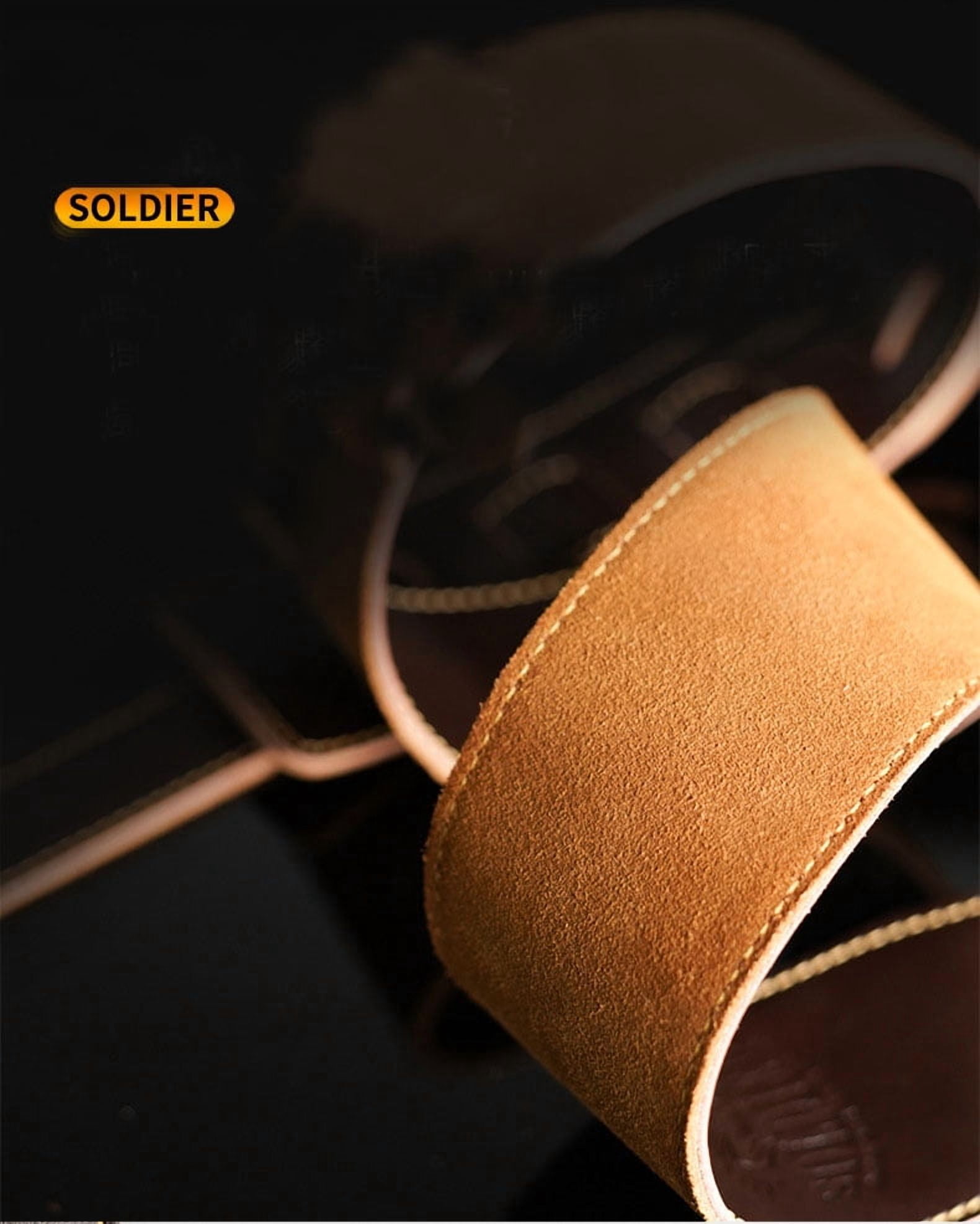 Microseven Genuine Leather Acoustic Electric Bass Guitar Strap Adjustable 2.5" Wide Brown