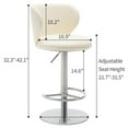 thumbnail image 5 of Titanium Stainless Steel Swivel Bar Stool, Modern White Leather Adjustable Height Kitchen Counter Chair with Backrest & Footrest, BIFMA Certified Gaslift, 1pc, 5 of 5