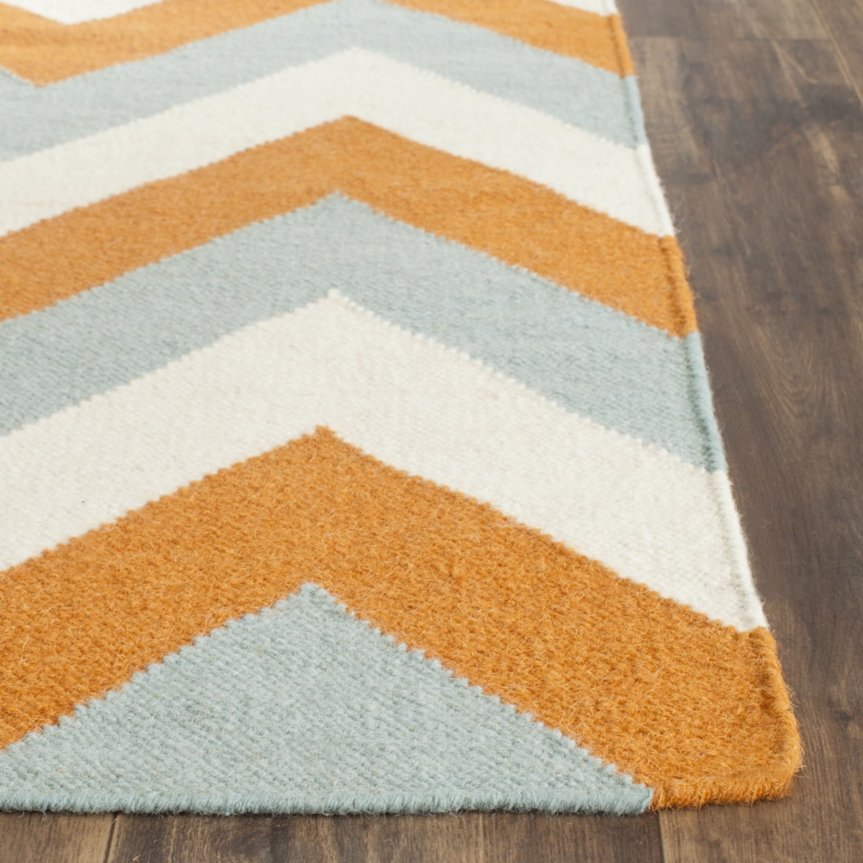 SAFAVIEH Dhurries Wenona Geometric Area Rug, Terracotta/Blue, 5' x 8'