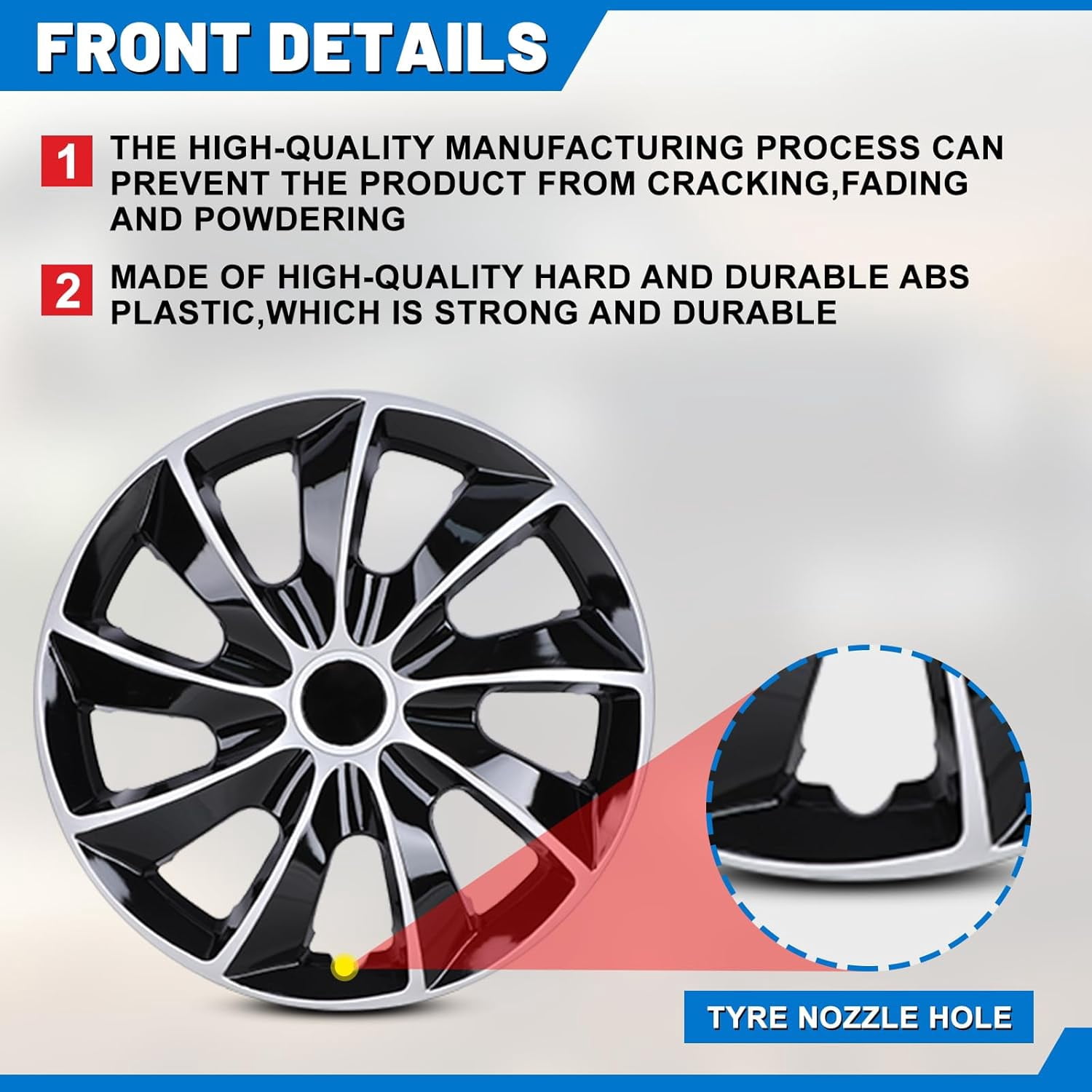 4-Pack 16 inch Wheel Rim Cover Hubcaps,Special Design Fashion Shape Replacement Hubcaps,Car Truck SUV Wheel Hub Accessories(Silver Lacquer & Black Lacquer)