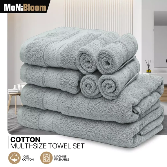 Huba Homes 8-Piece 100% Cotton Ultra Soft Towel Set 2 Bath Towel+2 Hand Towels+4 Washcloths