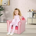 thumbnail image 3 of Costway Kids Cute Pink Bow Sofa Children Couch Toddler Upholstered Armchair Solid Wood, 3 of 10