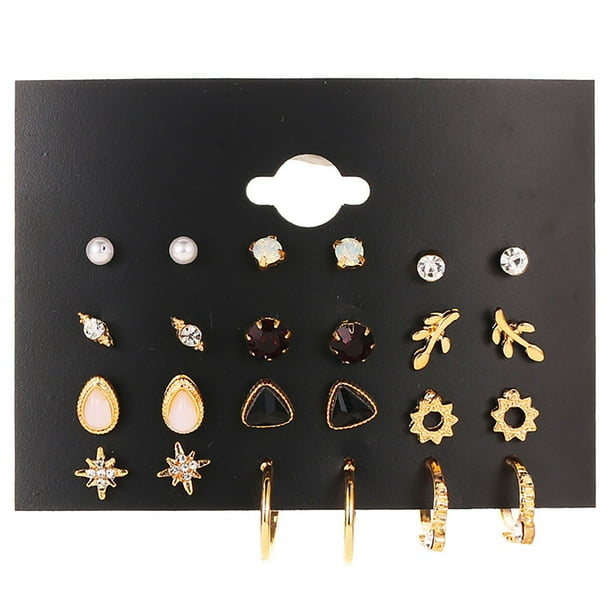 Ladies black stud earrings discount
