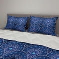 thumbnail image 2 of Navy Blue Comforter & Sham Bedding Set, Circular and Floral Alike Oriental Style Patterned Design Art, 3 pcs Duvet Set Microfiber Filling Quilt, 5 Sizes, Navy Blue White and Blue, by Ambesonne, 2 of 4