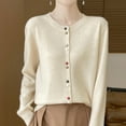 thumbnail image 2 of BiZtdJrK Womens Cardigan Crew Neck Long Sleeve Button Down Sweaters Solid Open Front Sweater Cardigans Comy Casual Outwear Beige L, 2 of 5