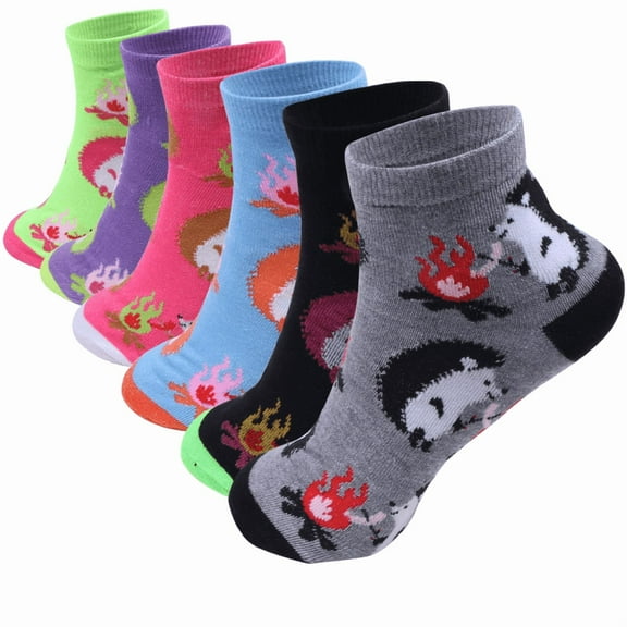 12 Pairs Assorted Women's Lightweight Cotton Socks Hedgehog Casual Low Cut Ankle Size: 9-11