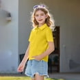 thumbnail image 6 of Quick Dry Collared Polo Shirts for Girls Short Sleeve Solid Button Down Lightweight Kids Back to School Casual Uniform Tops,7-8Y,Yellow, 6 of 6