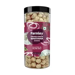 Farmley Makhana Fox Nuts Cream & Onion, Gluten Free High Protein Plant Based Roasted Lotus Seed Crisps, Healthy Low Calorie Snack Popcorn Alternative, 2.72 oz