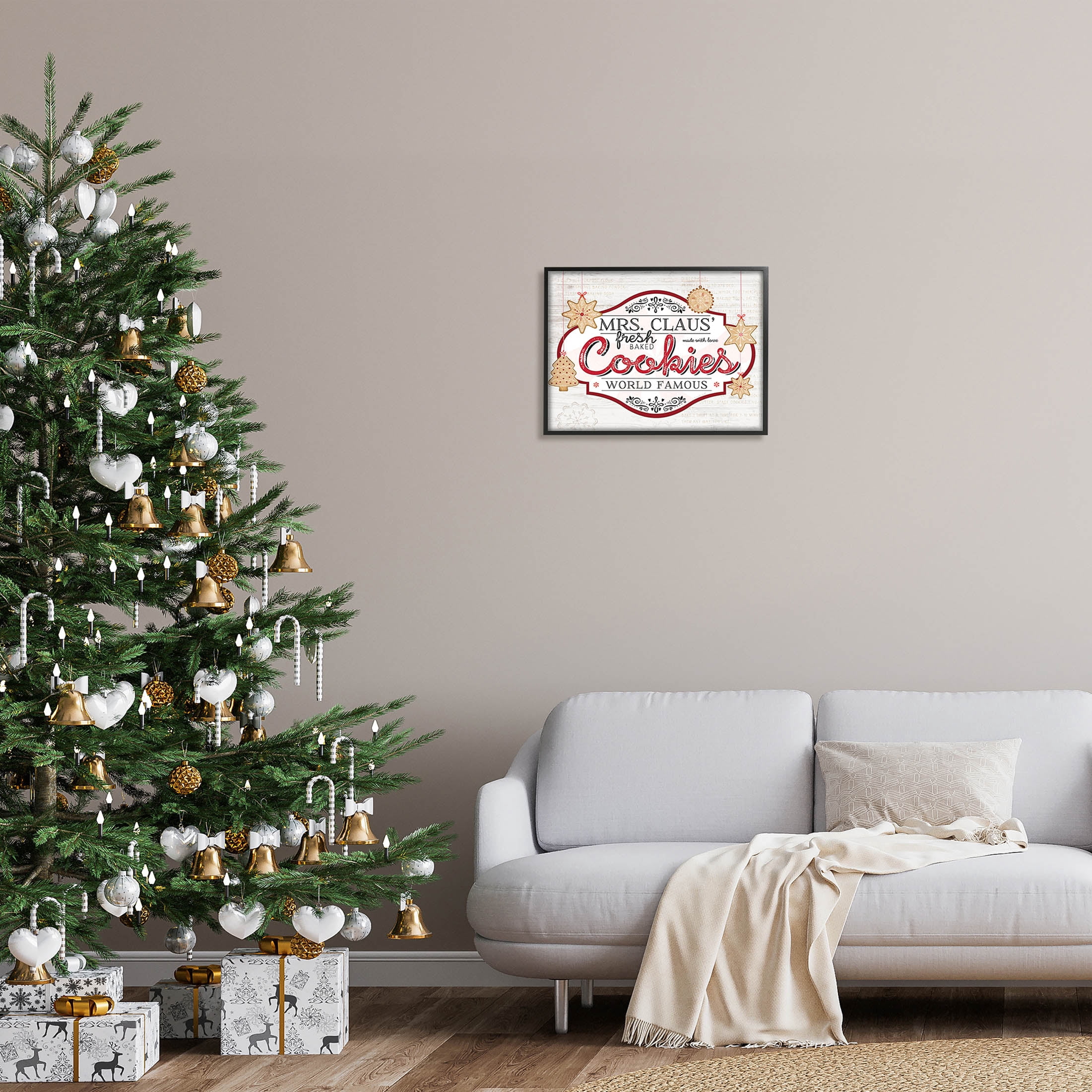 Stupell Industries Vintage Mrs. Claus Cookies Sign Graphic Art Black Framed Art Print Wall Art, Design by Jennifer Pugh
