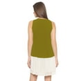 thumbnail image 3 of eloria Women's Georgette Pleated Boat Neck Sleevless Summer Casual Midi Dress, Color : Olive Green | Size : 3XL, 3 of 5