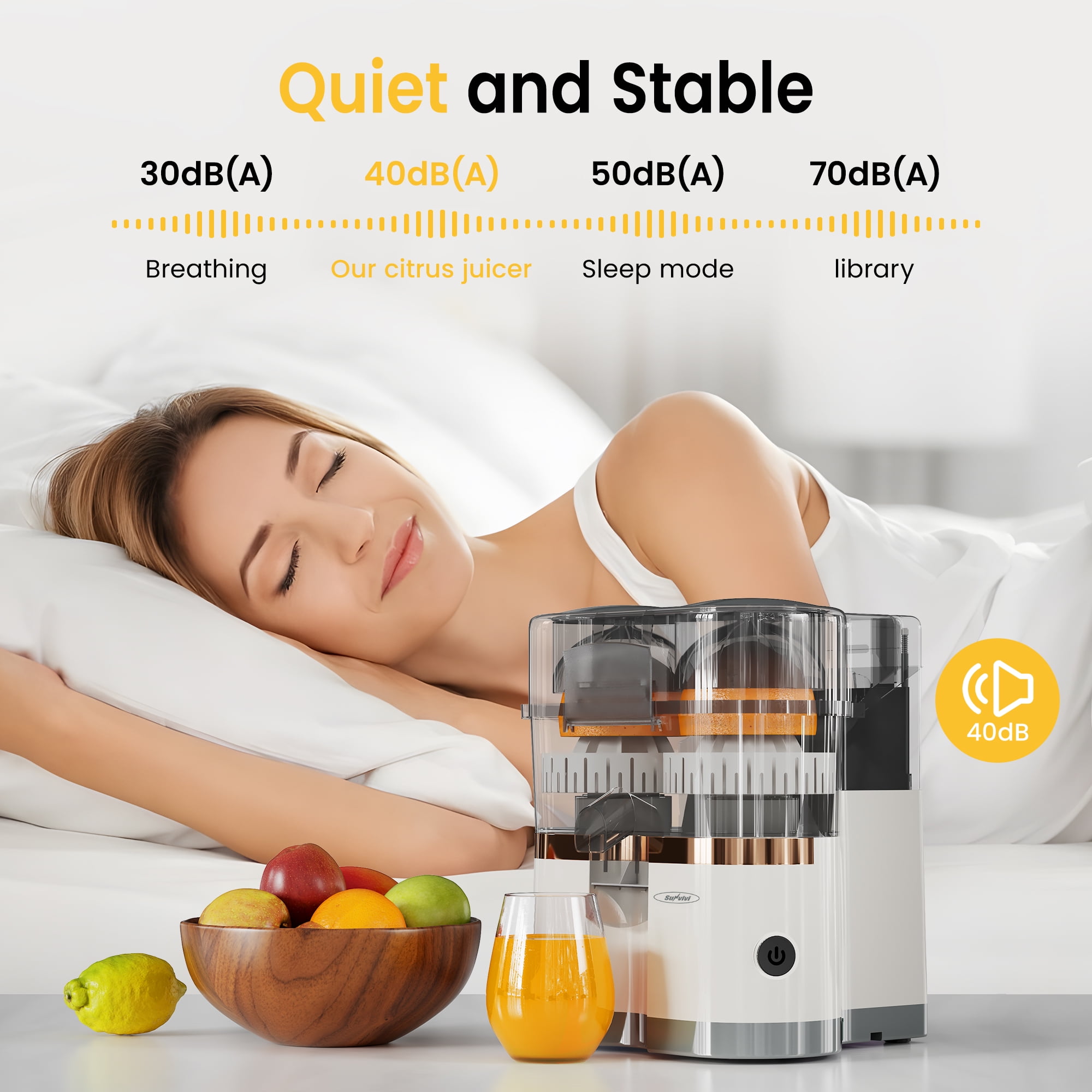 Sunvivi Dual-Head Electric Citrus Juicer with Cleaning Brush, for