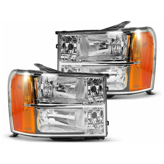 Headlight Assembly Set 2 - Compatible with 2007 - 2013 GMC Sierra 1500 Crew Cab Pickup - Autopart Premium