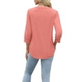 thumbnail image 5 of Ronuti Womens T-shirts 3/4 Sleeve Henley Tops for Women Ladies Premium Printed T-shirt Solid color Tops Watermelon Pink T-shirts, 5 of 8