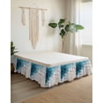 thumbnail image 2 of Watercolor Beach Waves Bed Skirt Queen Size 18" Drop Abstract Blue Ocean Ruffled Wrap Around Bed Skirts Adjustable Elastic Bedskirt Dust Ruffle for Queen Size Bed, 2 of 7