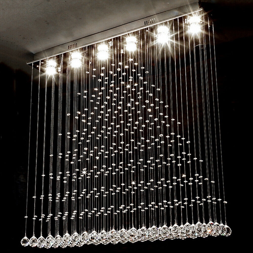 Luxury Crystal Pyramid Pendant Lamp Ceiling Light Lighting Rain Drop Chandelier 