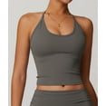 thumbnail image 6 of Women'S Strappy Halter Back Sports Bra with Removable Pads Fitness Yoga Tank Top Slim Fit Gray L, 6 of 10