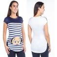 thumbnail image 3 of Playera Maternidad Rayada Bebé Cómoda Ropa Embarazo Playera Mujer Casual Color Azul, 3 of 4