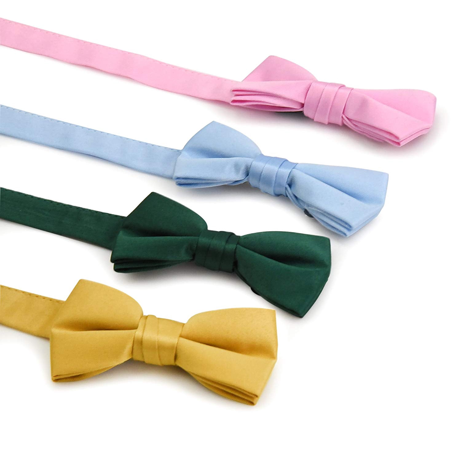 Hold'Em Bow Tie For Mens Boys and Baby Satin look Solid Color Adjustable Pre-tied