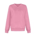 thumbnail image 4 of Women's Soft V Neck Sweatshirt, Long Sleeve Cozy Pullover Tunic | CSEONE,Pink S, 4 of 6