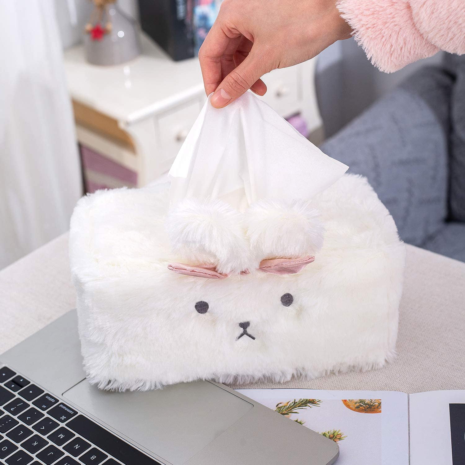 Cute Plush Cinnamoroll Home Office Bedroom Car Tissue Kleenex Box Cover Holder 