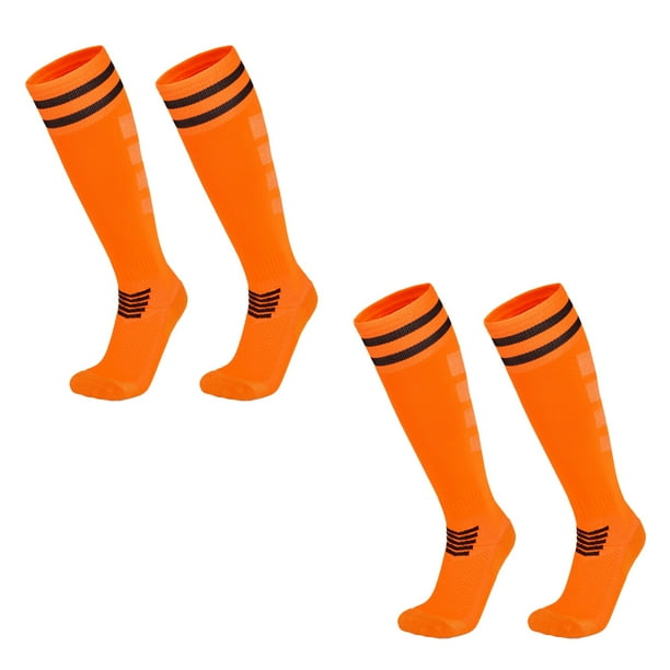 Paquete de 2 calcetines de fútbol, softbol y béisbol para jóvenes, niños y adultos, calcetines multideportivos (naranja)