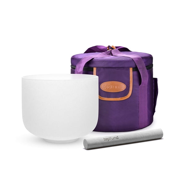 Cuenco para cantar de cristal TOPFUND F Note de 25 cm con funda y mazo