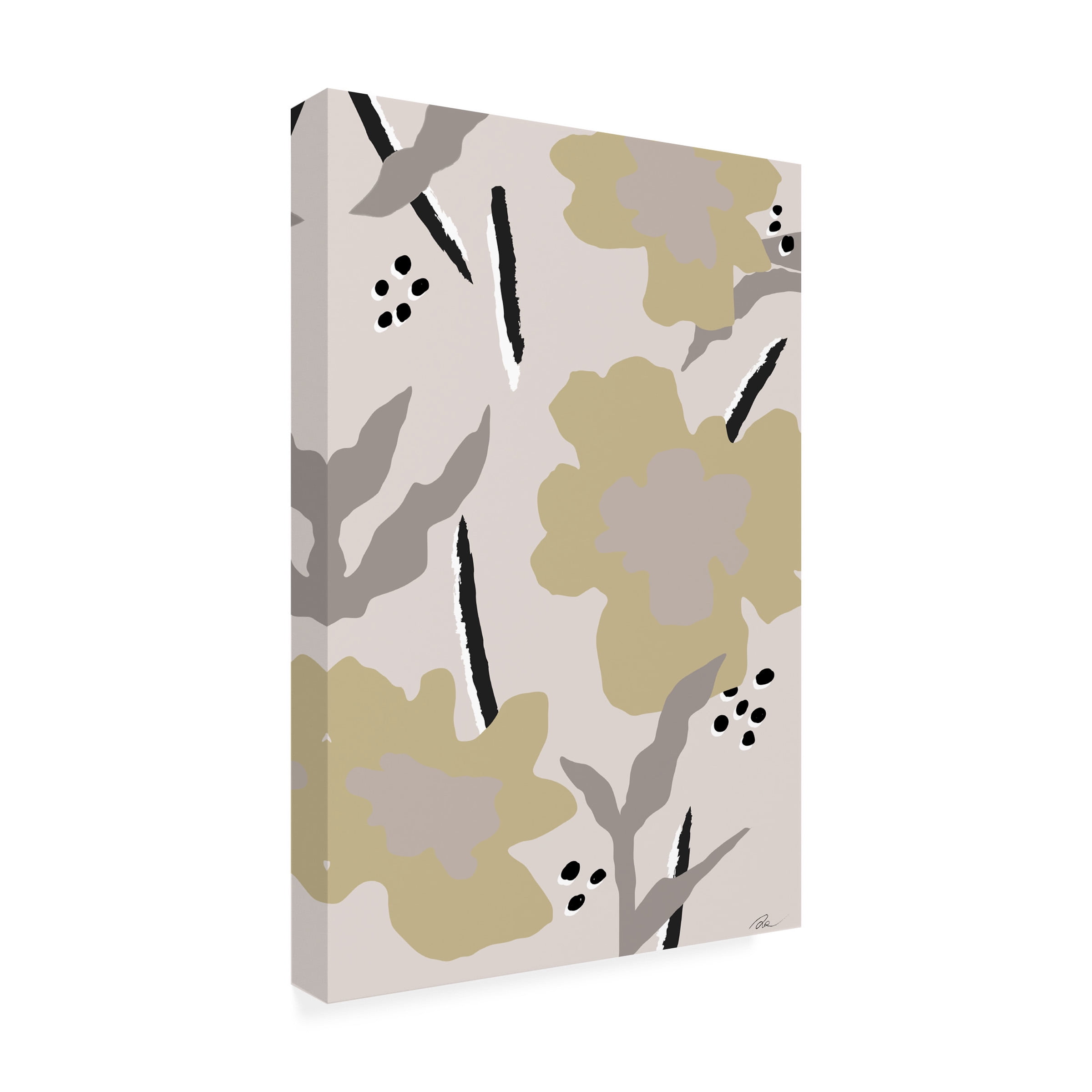Canvas Wall Art - Pictufy Studio Ii 'Beige Flowers' Wall Art for Living Room, Bedroom, or Office DÃ©cor by Trademark Fine Art - 12 x 19 Inches