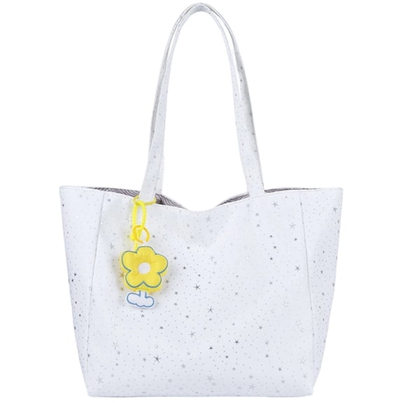 Hsqqdc Large Canvas Tote Bag, Lightweight Star Spot Shoulder Handbag for Work Travel
