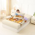 thumbnail image 4 of Manfei Watercolor Corgi Twin Fitted Sheet, Splash Ink Bedding, Cream Orange, 2-Piece, 1 Fitted Sheet and 1 Pillowcase, 4 of 6