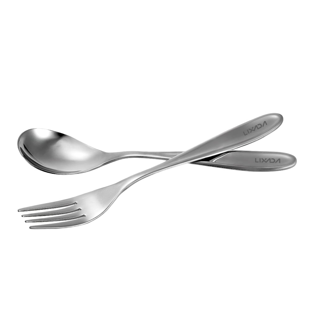 Lixada Titanium Spoon Fork Cutlery Set Lightweight Full Length Dinner Fork H6F0 
