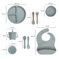 thumbnail image 2 of KIDDOS, Set De Alimentación Para Bebé Plato Bebé Vajilla De Silicona Color Gris, 2 of 7
