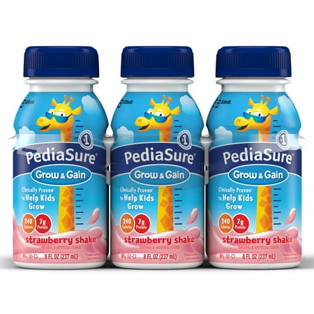 PediaSure Grow & Gain Nutrition Shake For Kids, Strawberry, 8 fl oz (Pack of 6)