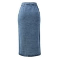 thumbnail image 6 of RUTAYY Women Denim Casual Button Up Pocket Skirt Solid Color Smocked Boho Pleated Skirts, 6 of 6