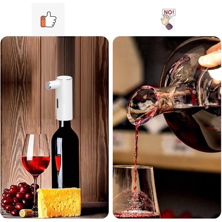 Electric Wine Aerator & Pourer - USB Rechargeable, Instant Decanter With Retractable Tube, One-Touch Dispensing, Matte Black