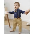 thumbnail image 3 of Baby Boy Clothes Outfit Formal Suits Newborn Tuxedo Romper Shirts Suspender Pants Hat Bowtie 4pcs, 3 of 18