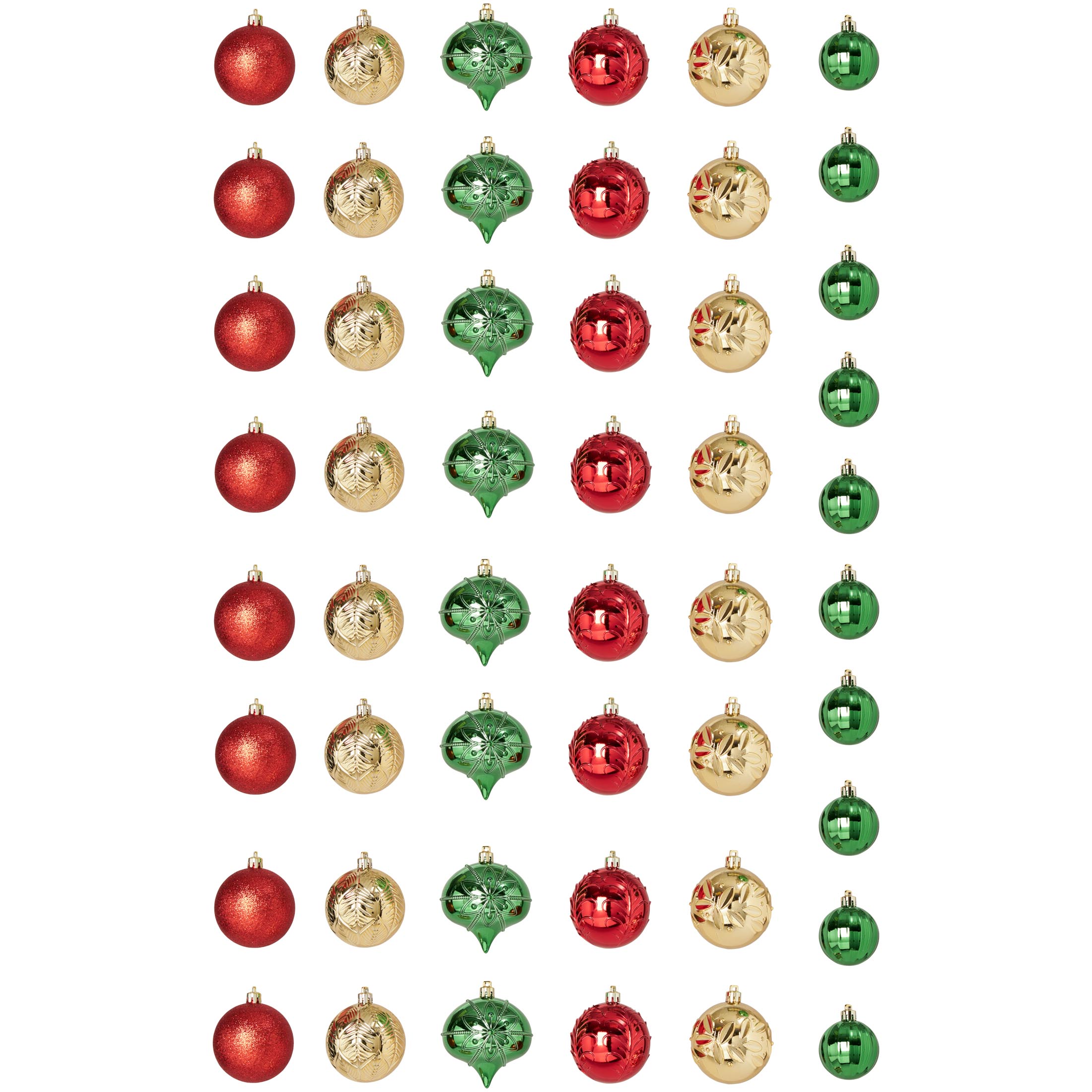Red, Green and Gold Shatterproof Christmas Ball Ornaments, 50 Count, by Holiday Time